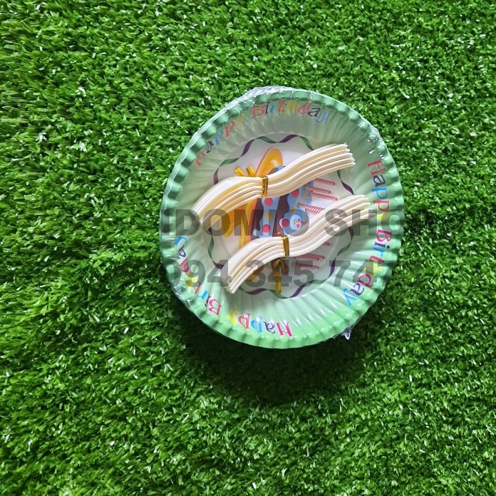 Đĩa Giấy Sinh Nhật 16cm ( có Nĩa)- 10 cái