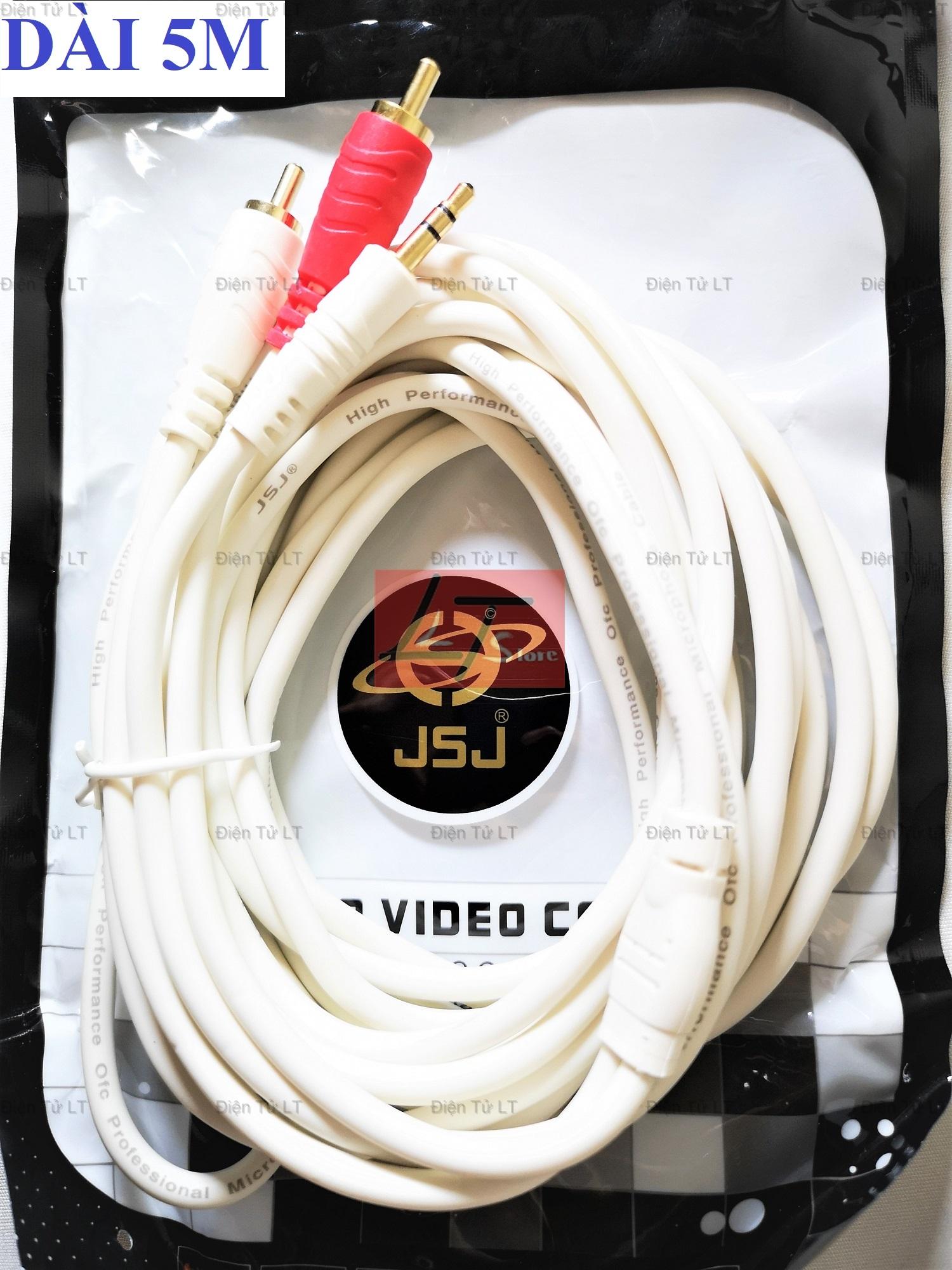 [HCM]Dây cáp loa jack 3.5 ra 2 hoa sen AV dài 5M JSJ