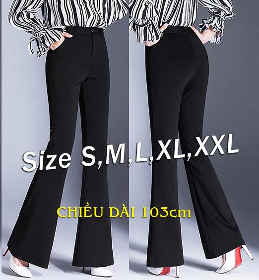 quần dài thun lưng cao 2 túi ống loe