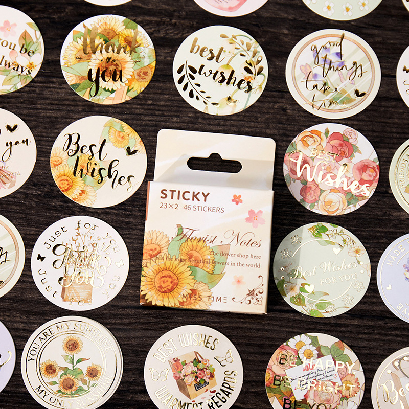 Hộp 46 Miếng Dán Trang Trí Sổ Tay Hình Bướm Dễ Thương Box Sticker ST432