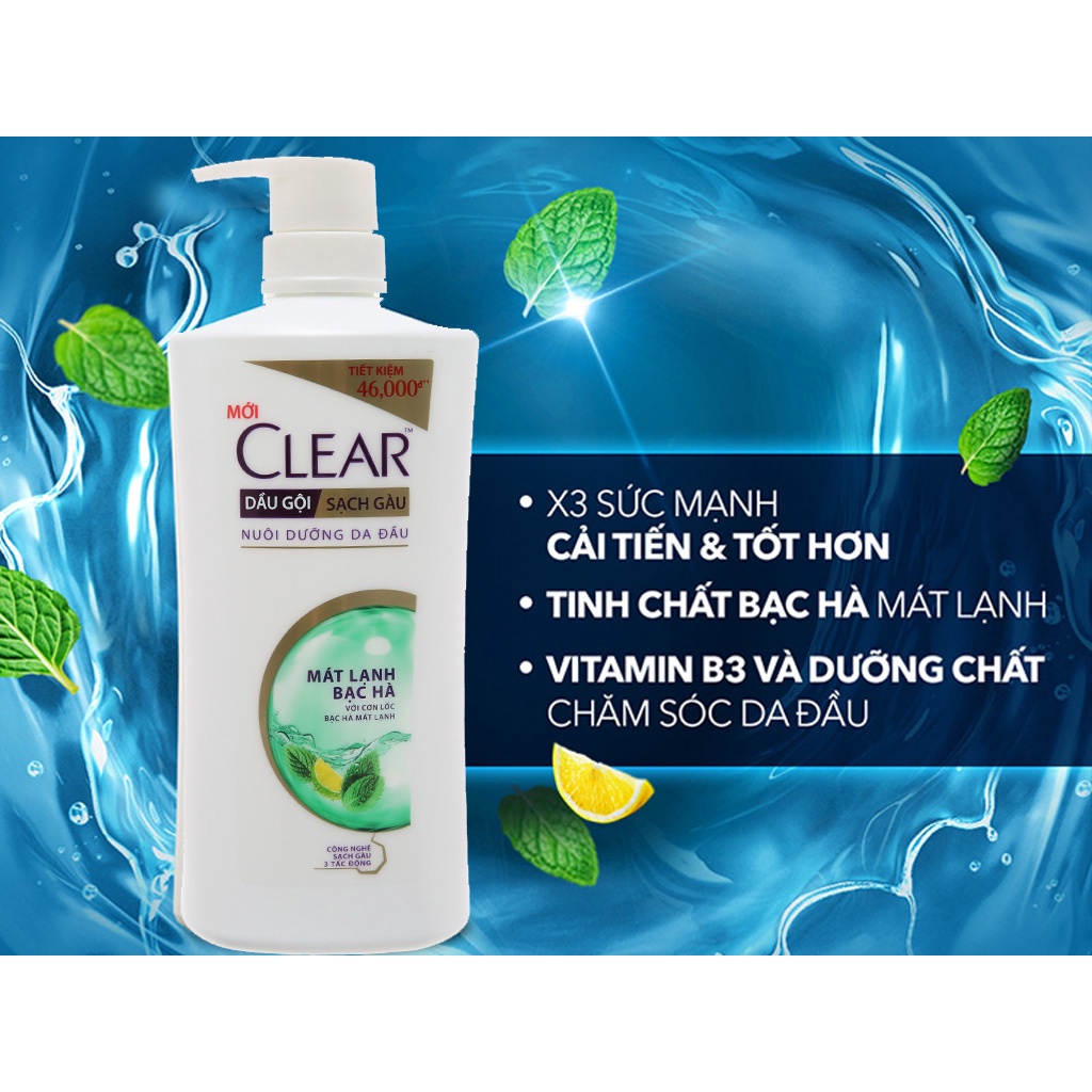 Dầu Gội CLEAR Bạc Hà 630g