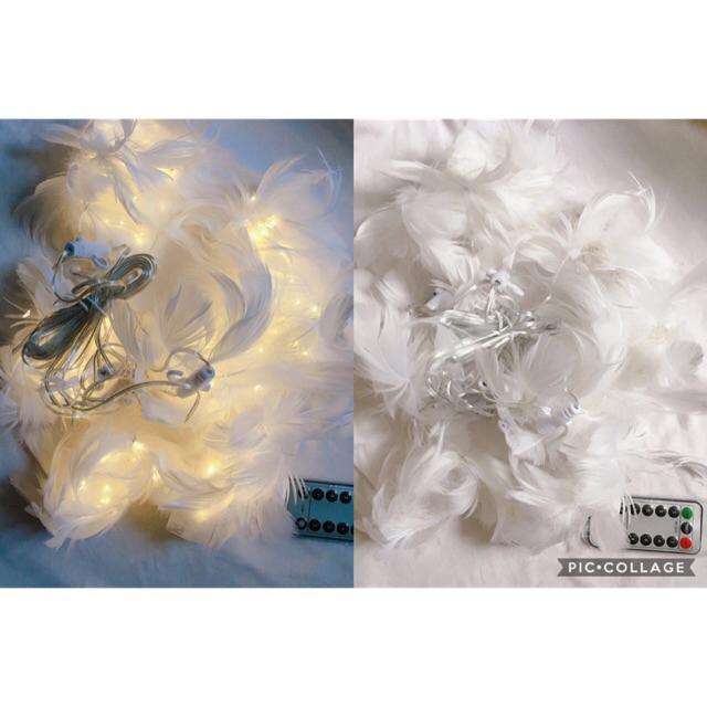 Đèn rèm led lông vũ 3x2,5m, gắn sẵn lông vũ