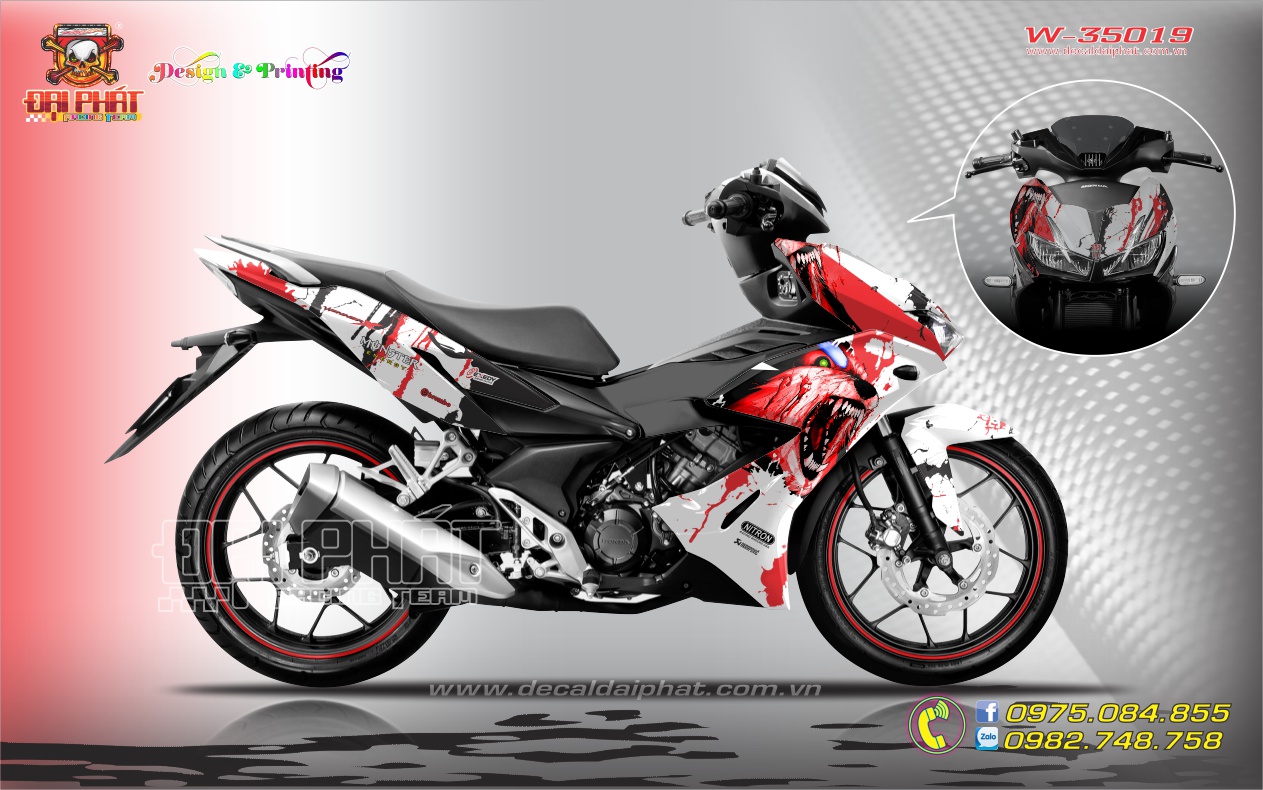 Tem Trùm Winner X 150 Chó Sói Trắng Đỏ