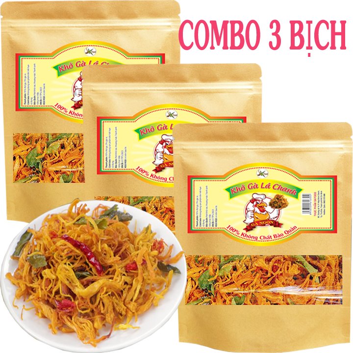 Combo 3 bịch khô gà lá chanh mỗi bịch 40g sk food