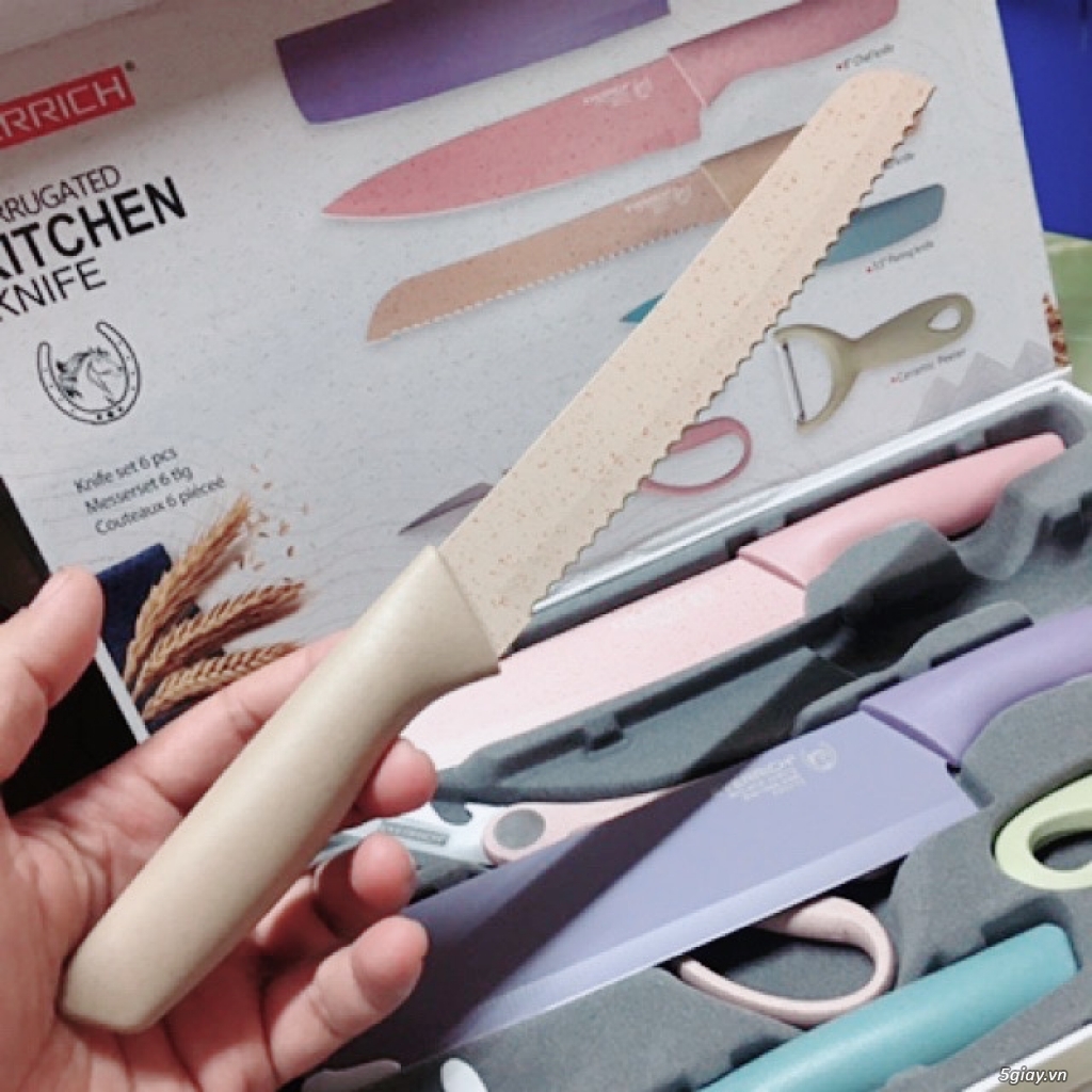 Bộ dao kéo 6 món Kitchen Knife lúa mạch sịn sò siêu sắc bén - Set dao lúa mạch 6 món Kitchen CAO CẤP, HIỆN ĐẠI, TIỆN DỤNG.