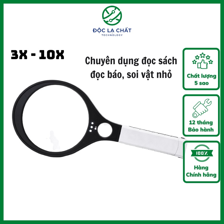 Kính lúp phóng đại cầm tay có đèn 138mm MG80138B chuyên dùng đọc báo, đọc sách