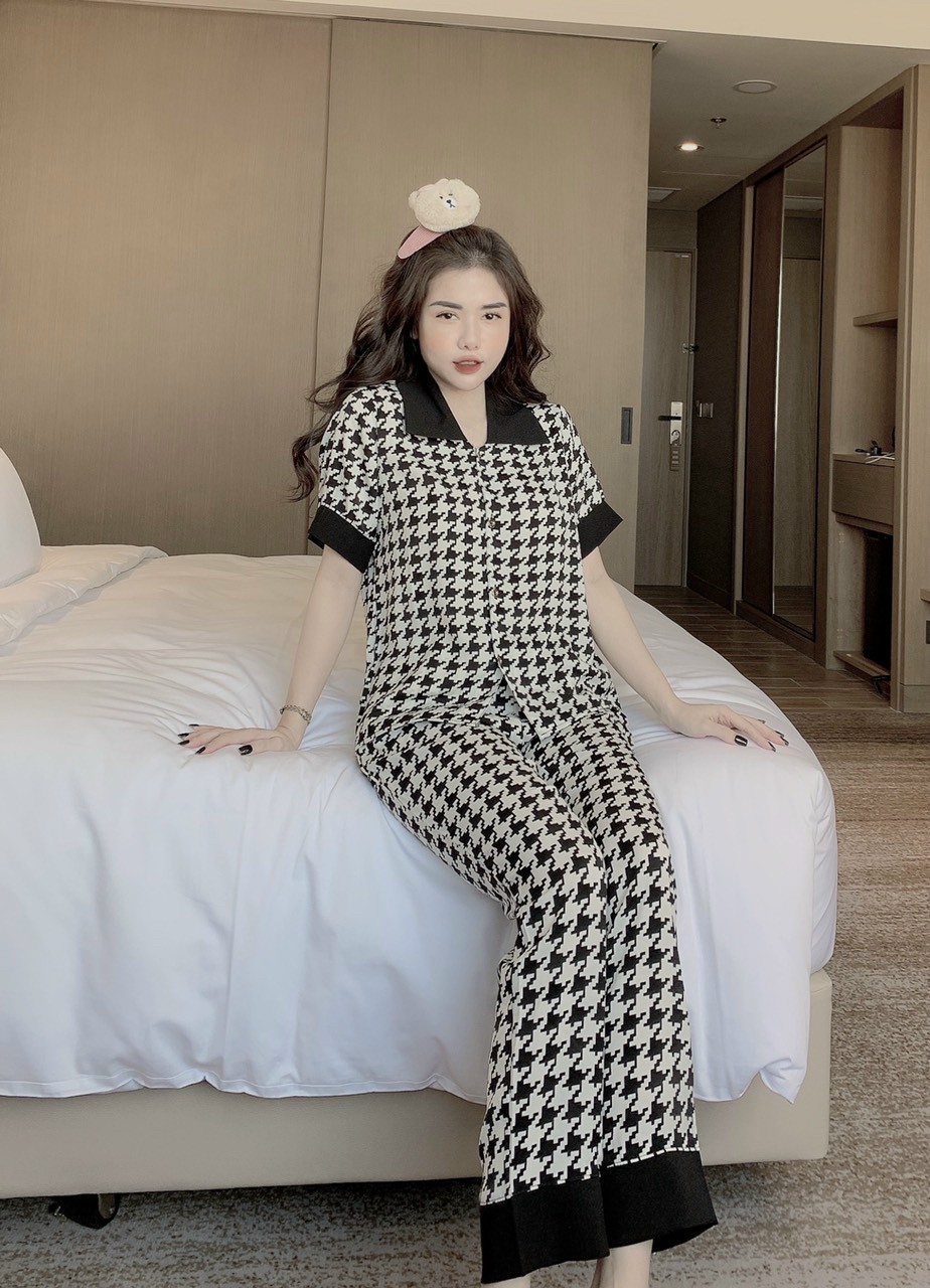 Pijama Lụa Nữ dài tay Xuất Hàn cao cấp Mộc Shop, Bộ Đồ Pijama lụa Mango nữ mặc nhà , pizama lụa nữ -Freesize dưới 59kg