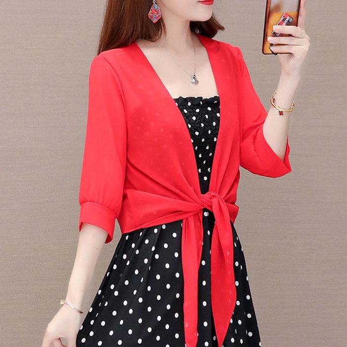 Áo Khoác cardigan Vải Voan Mỏng Tay Lỡ Màu Trơn Thời Trang Chất Lượng Cao