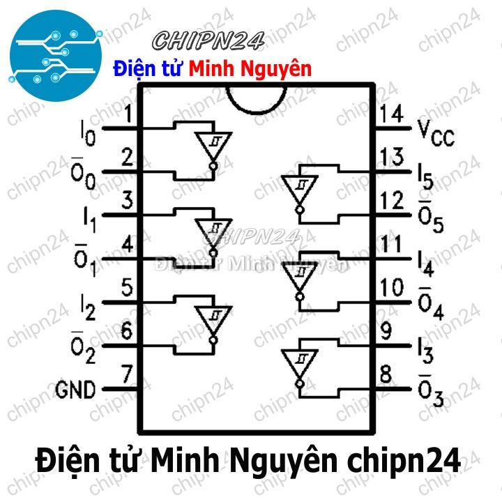 [3 con] (DIP) IC 7414 74HC14 DIP-14 (74HC14N) (IC Cổng NOT, Schitt Trigger (6 Cổng NOT)) - HH000408