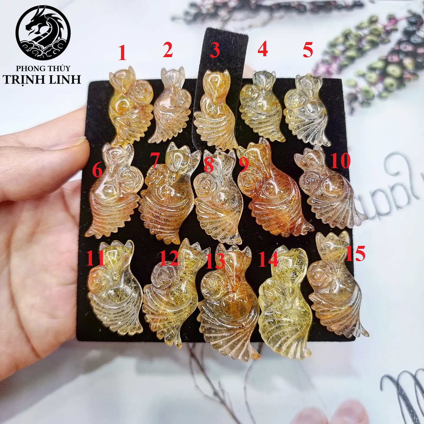 VÒNG CỔ CỬU VỸ HỒ LY THẠCH ANH TÓC VÀNG ĐUÔI VŨ (LÔ 01)