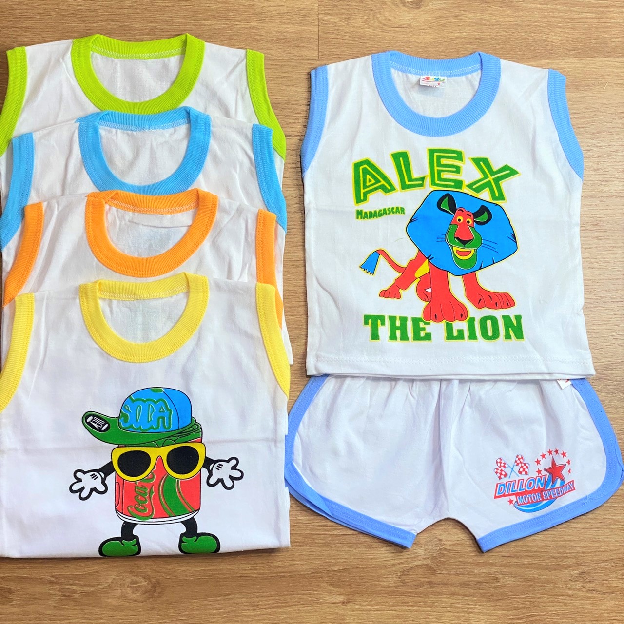 [HCM]COMBO 5 bộ quần áo thun cotton Susu | Mẫu Sát Nách Trắng Viền Màu | Size 1 -8 cho bé 5-21kg| Chất vải thun cotton 100% xịn đẹp mềm | Đồ bộ bé trai| Đồ bộ bé gái | Quần áo trẻ em | Hàng Việt Nam