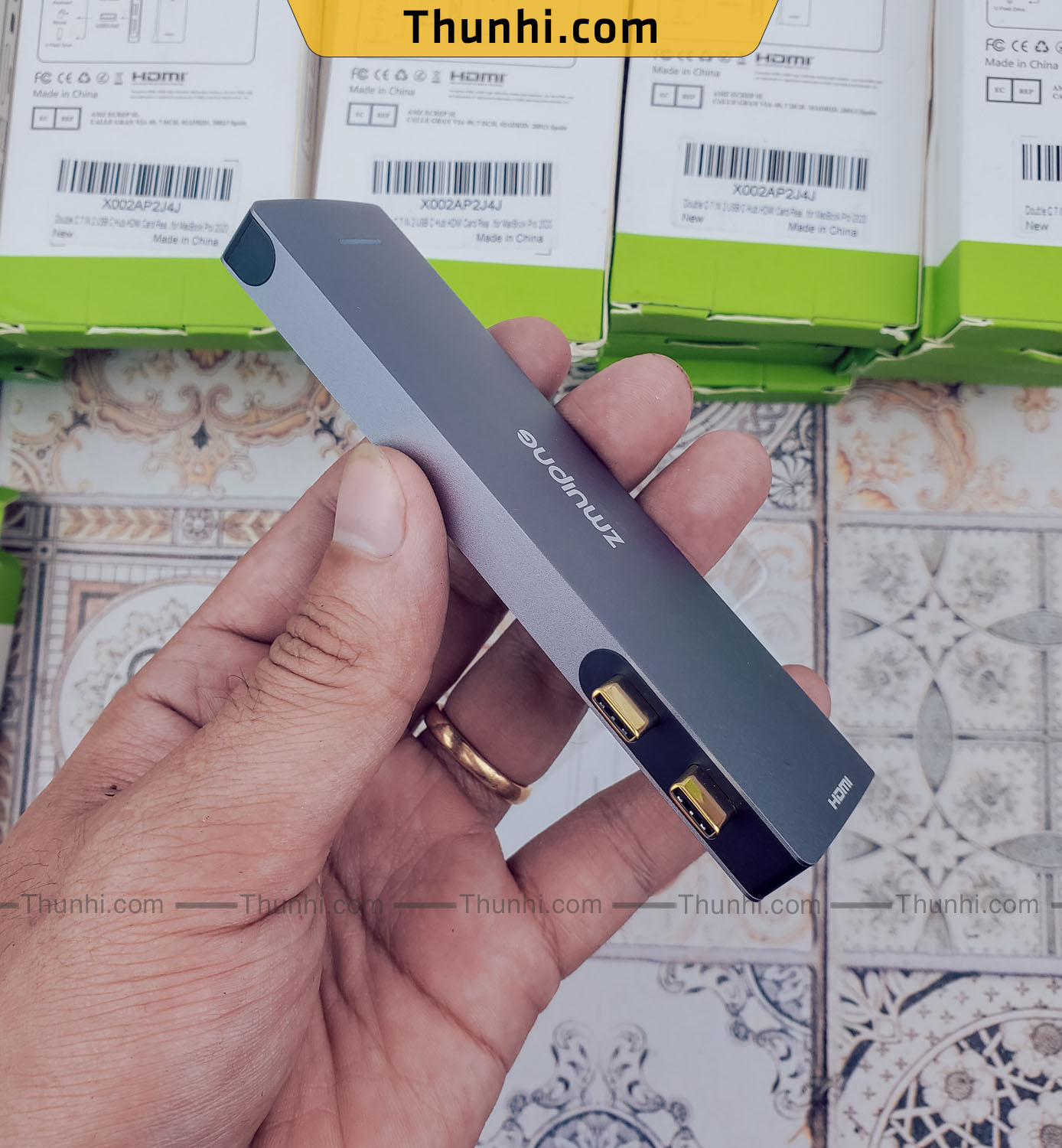 Hub Usb type-c (Thunderbolt 3) ra HDMI, USB3.0, Ethernet cho MacBook Pro/ Macbook Air, 7 in 1 USB-C