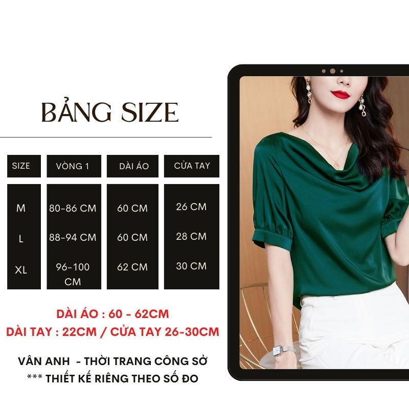 Áo lụa cổ đổ công sở cao cấp kiểu Hàn Quốc form rộng tay lỡ chất lụa