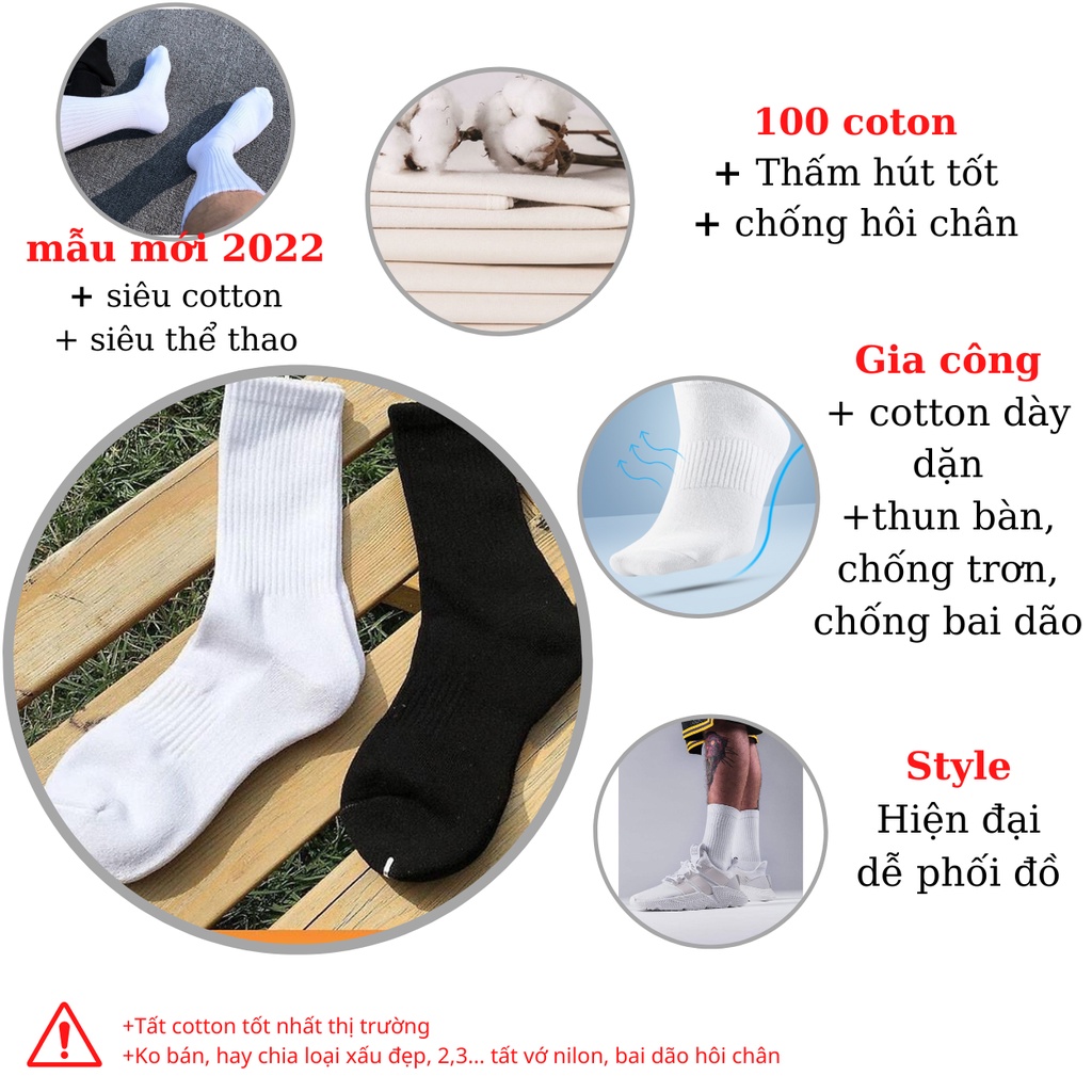 Tất Trắng Đen Cổ Cao ,Vớ Trơn Cổ Cao Nam Nữ 