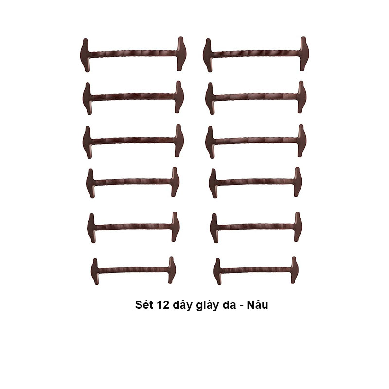 Set 12 dây giày cao su co giãn đàn hồi cho giày công sở, giày tây, giày da nam nữ, sẵn màu Nâu/Đen