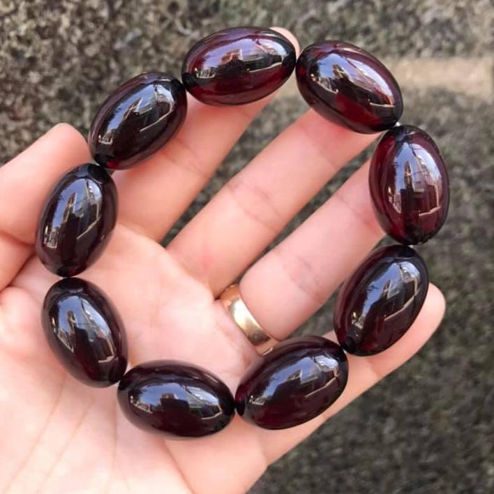 VÒNG TAY HỔ PHÁCH ĐỎ DẠNG  HẠT BẦU SIZE 16LY