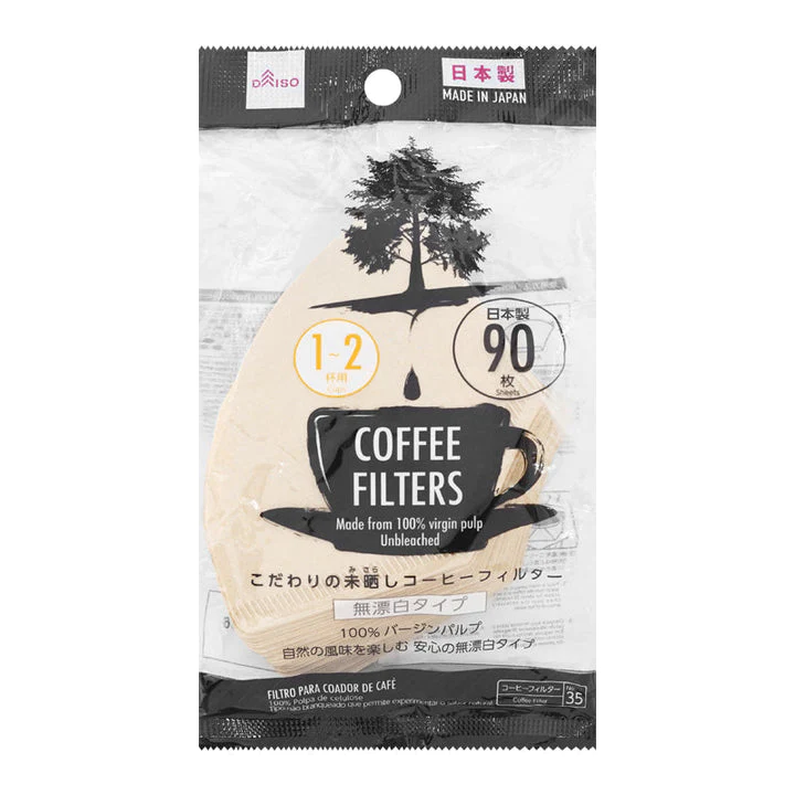 Giấy lọc cà phê V60 Màu tự nhiên không tẩy - Phễu giấy lọc cà phê 1-2 cốc 90 tờ Daiso Japan