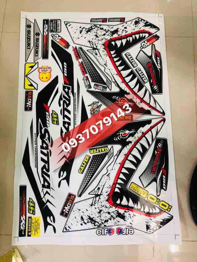 Tem rời satria cá mập trắng đen