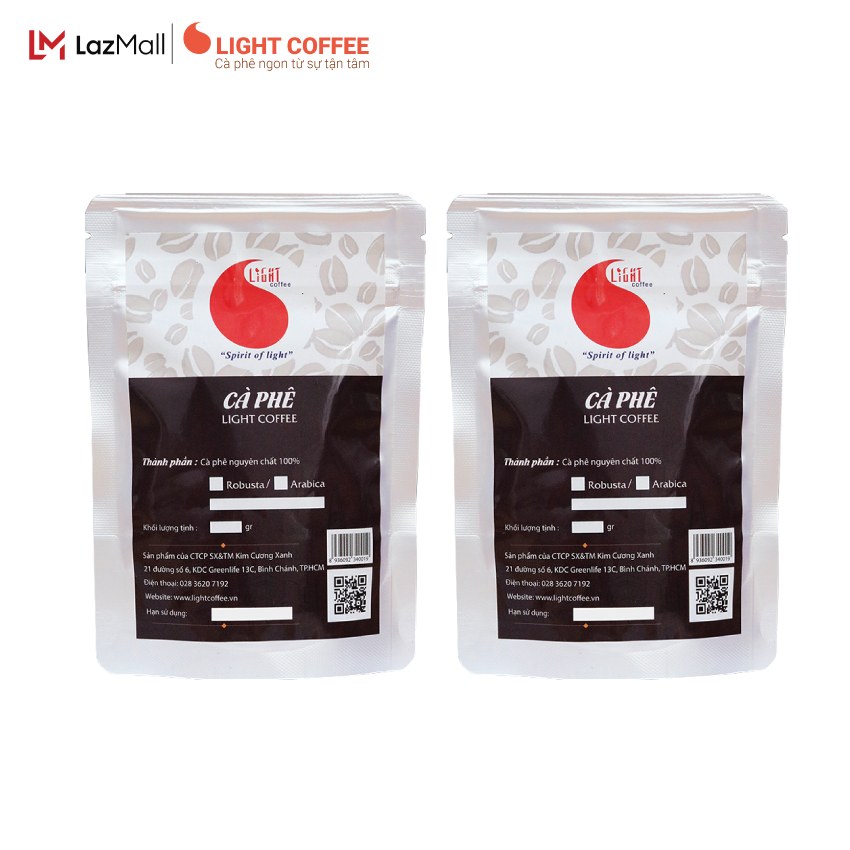 2 gói cà phê đen nguyên chất hòa tan - Light Coffee - 50gr/gói