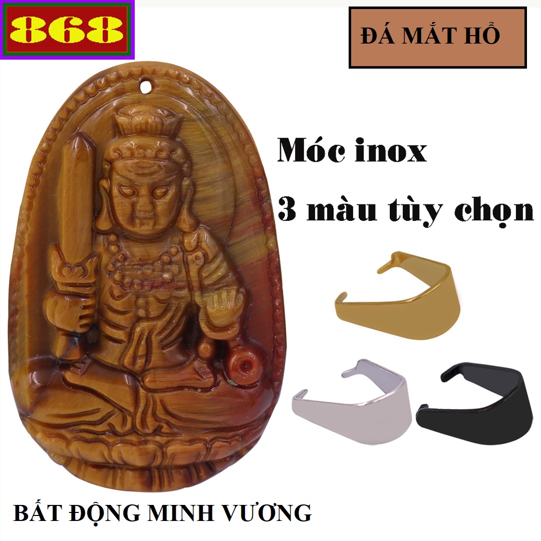 Mặt dây chuyền tuổi Dậu - Phật Bất động minh vương đá Mắt hổ MMHBT2 - Size phù hợp cho nam và nữ