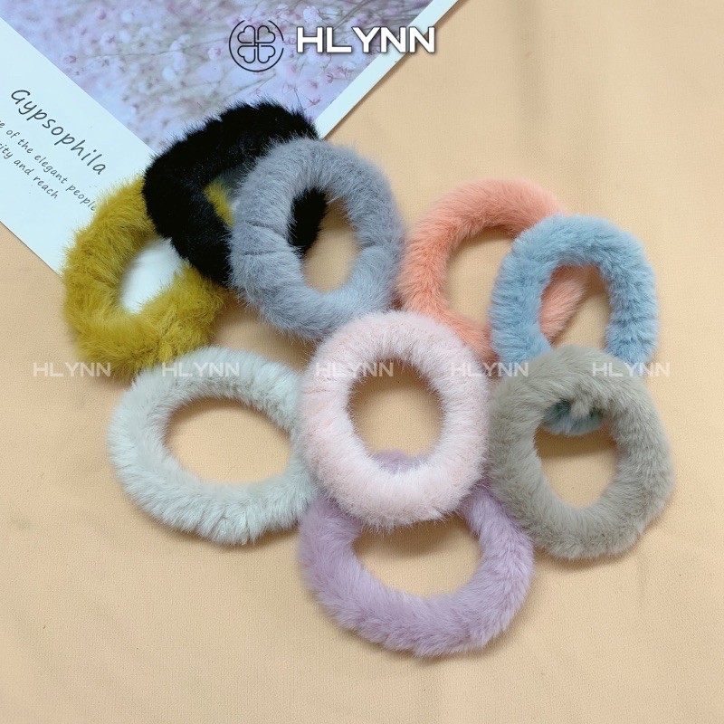 Chun Cột Tóc Scrunchies Lông