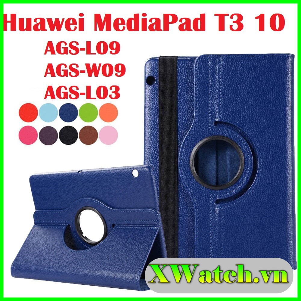 Bao da xoay 360 huawei mediapad t3 10 9.6 ags-l09 ags-w09 ags-l03 thông minh tắt mở tự động