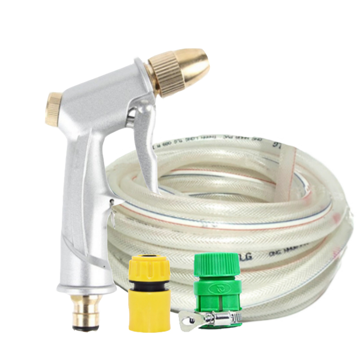 Vòi nước vòi phun nước rửa xe tưới cây tăng áp thông minh + bộ dây bơm nước 5m cao cấp TLG 701498-1 (dây trắng)