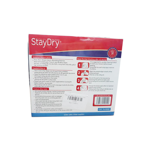 Miếng lót thấm sữa  STAY DRY Hộp 24 miếng