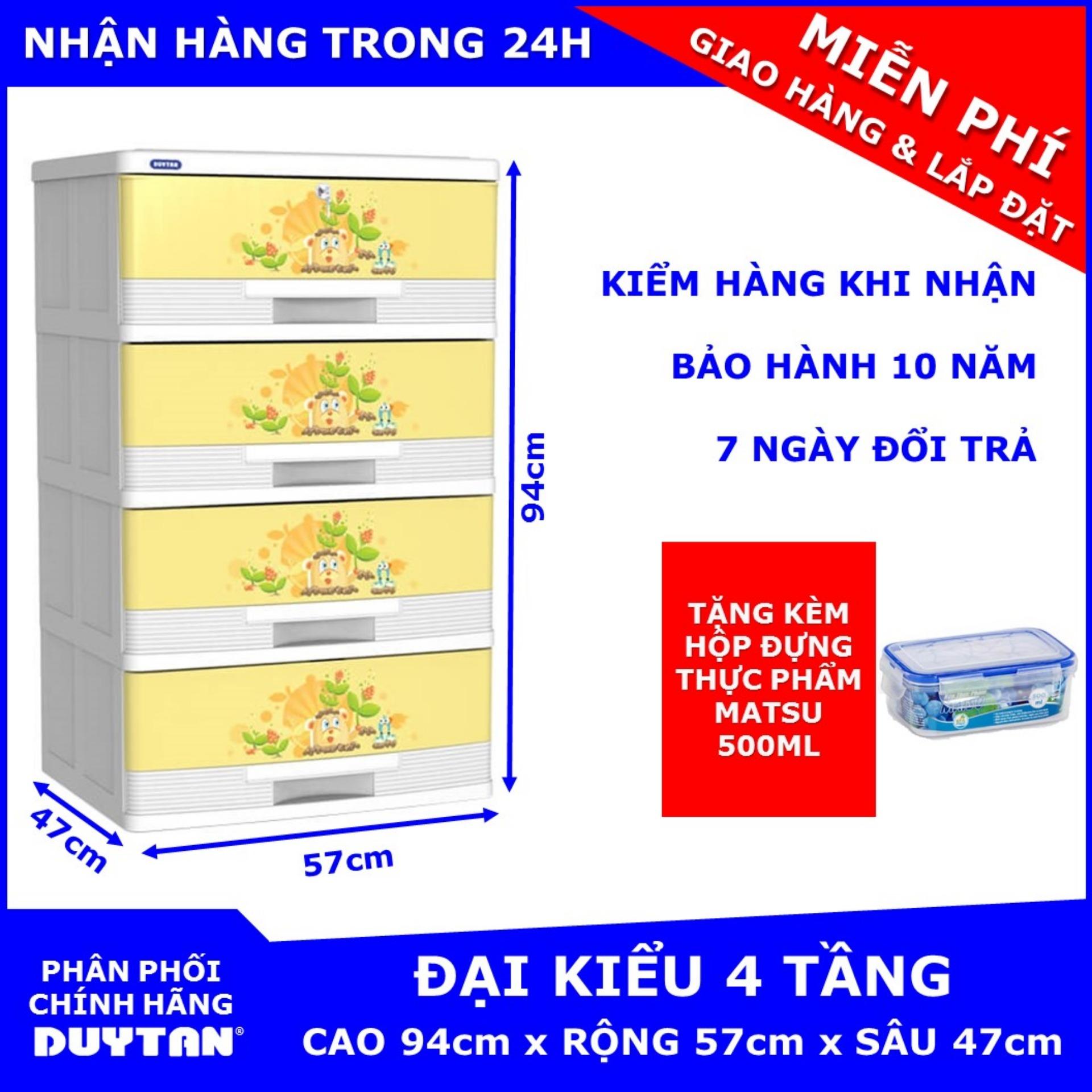 Tủ nhựa đại kiểu duy tân 4 tầng tặng hộp đựng thực phẩm cao cấp matsu duy tân 500ml