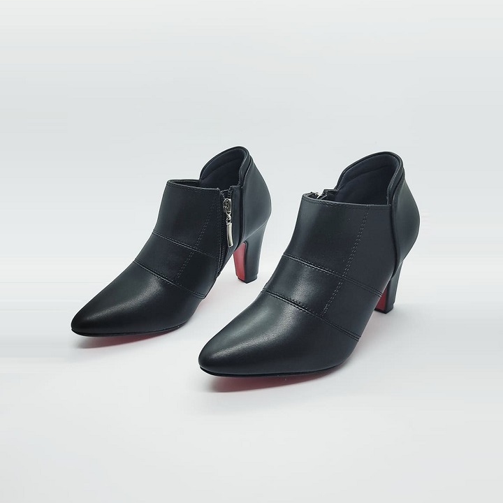 Giày boot bốt nữ cổ thấp 7 phân màu đen thời trang hàng hiệu rosata ro27