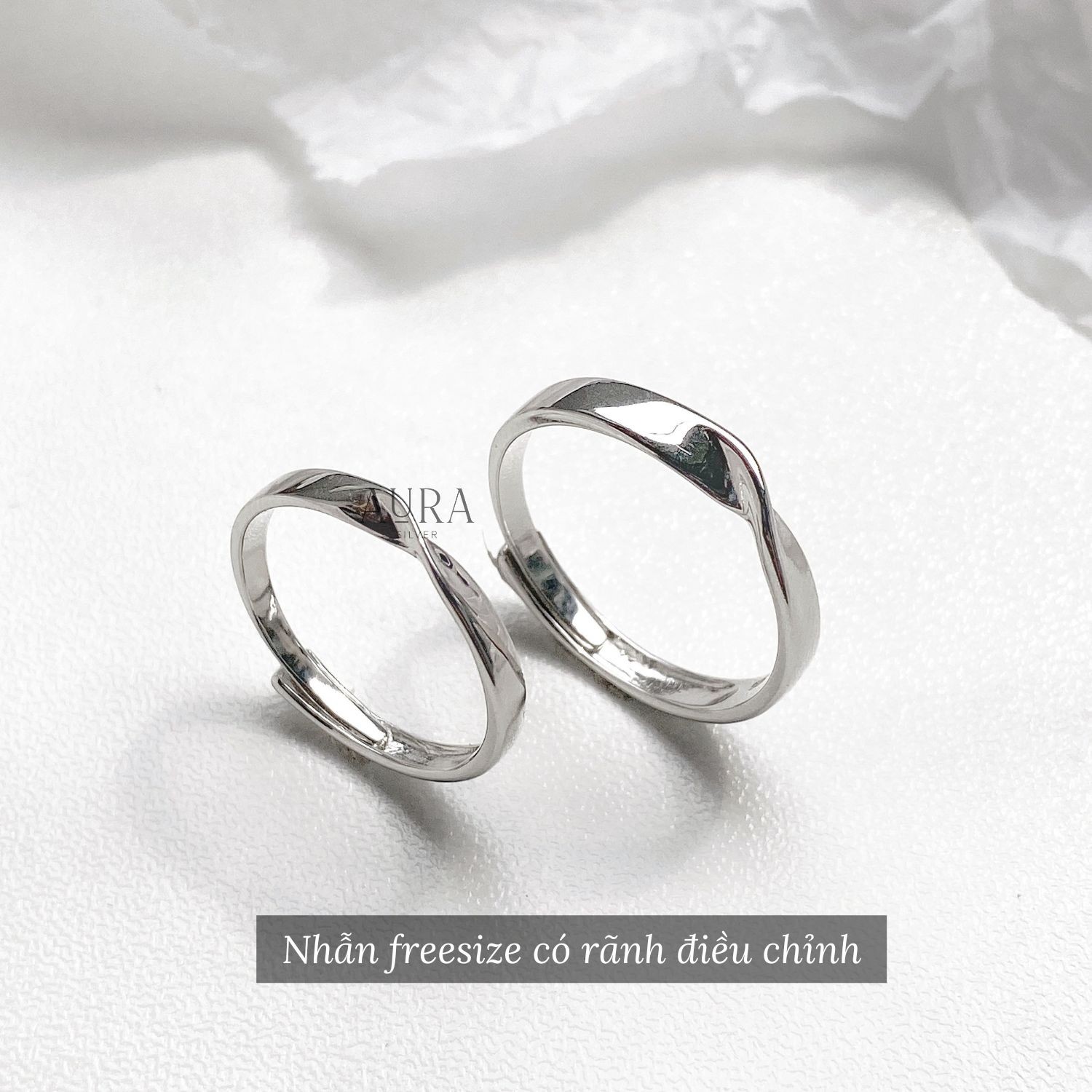 Nhẫn cặp nam nữ nhẫn đôi freesize Twist Aura-ND06