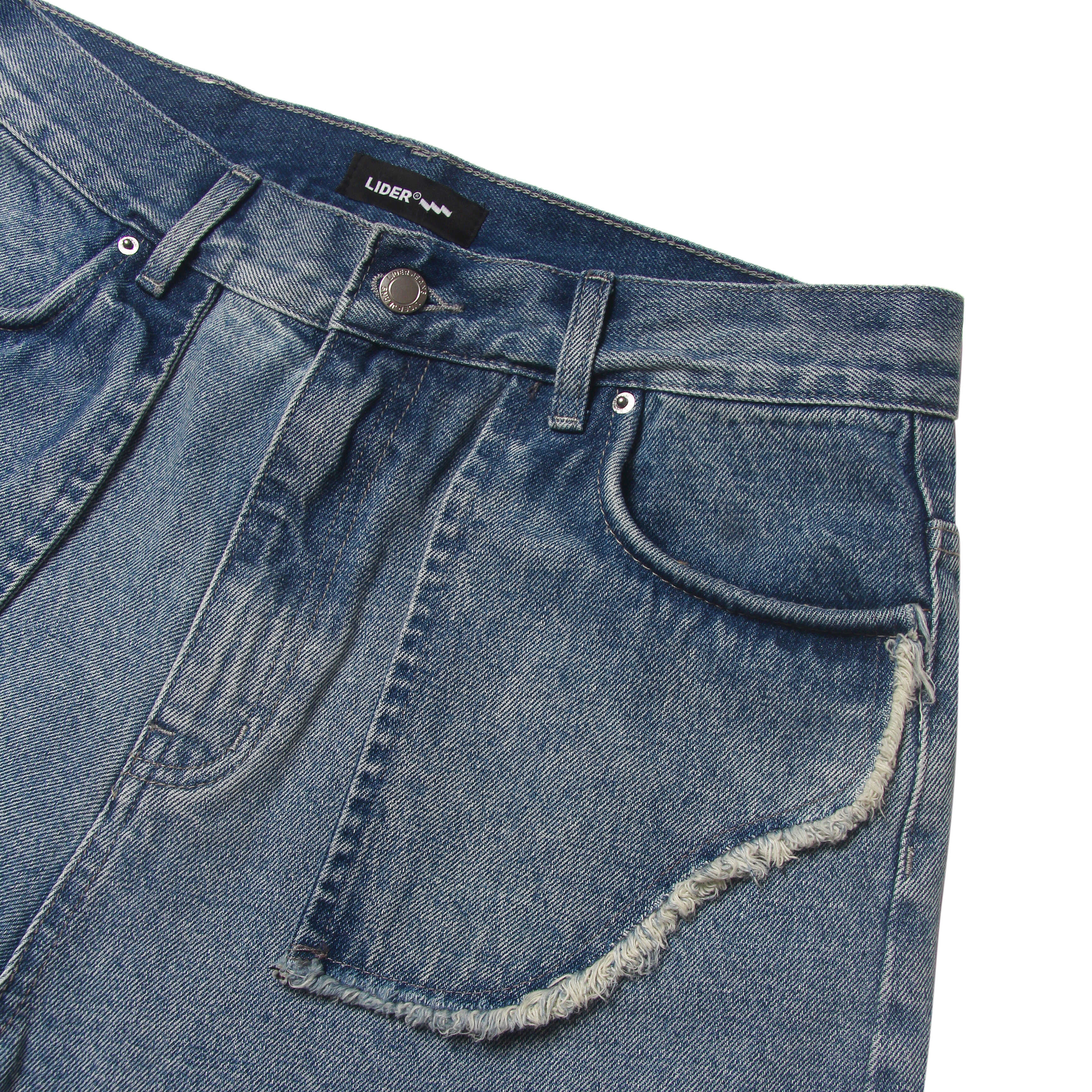 CARPENTER DENIM SHORTS - Light Blue