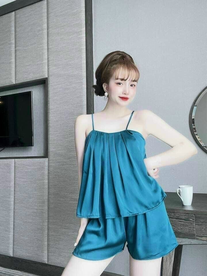 Đồ Bộ Nữ Mặc Nhà Gợi Cảm Vải Lụa Mềm Mát (2 Dây Xếp Ly Ngực)- BT Fashion (Hình + Video Thật) DN01