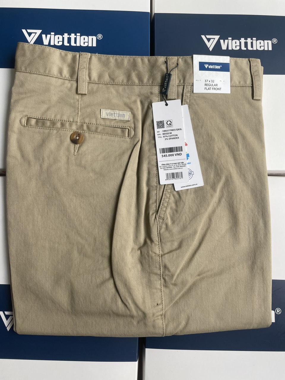 Quần kaki nam Việt Tiến không ly [6S6033]