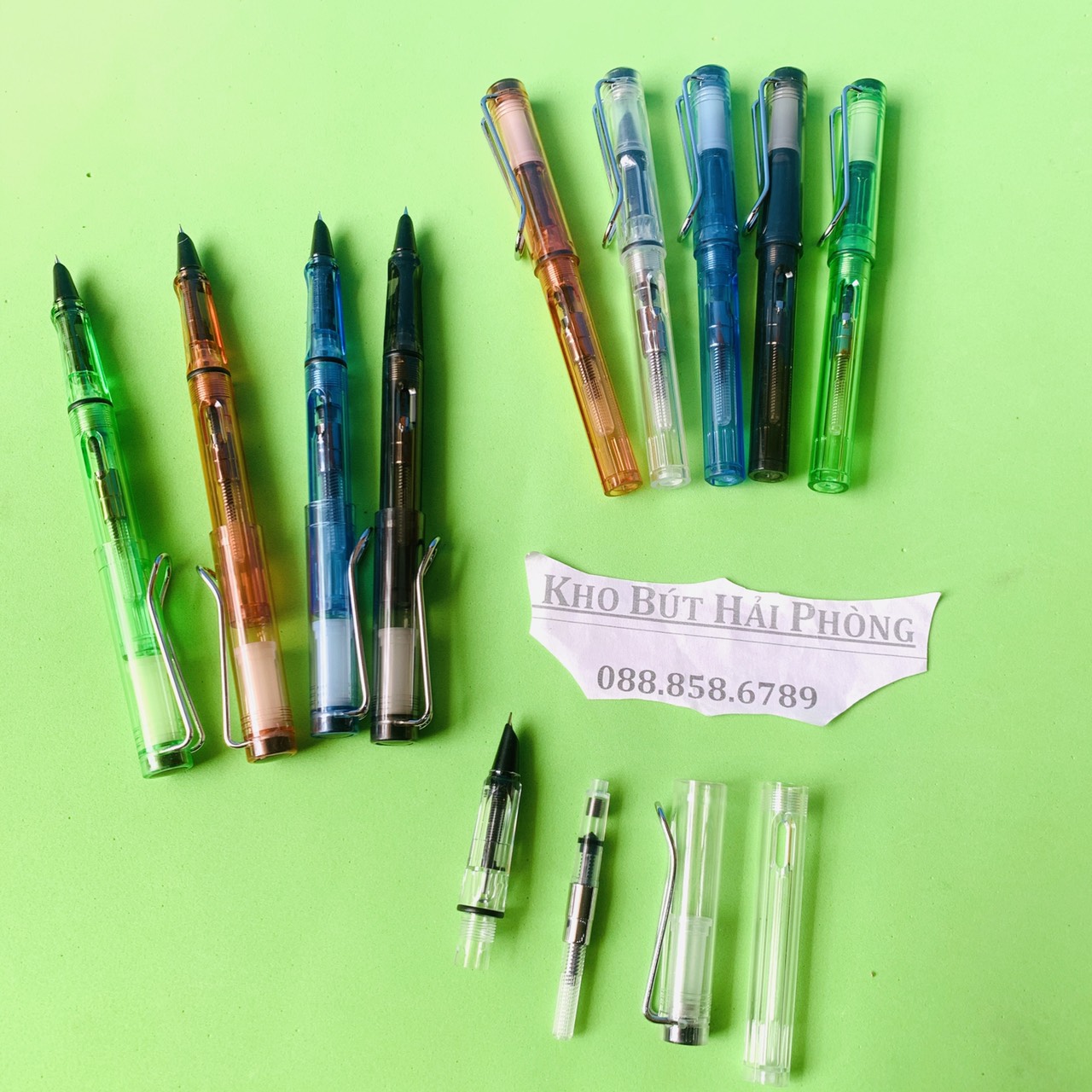 Combo 10 bút máy trong suốt ngòi nhỏ