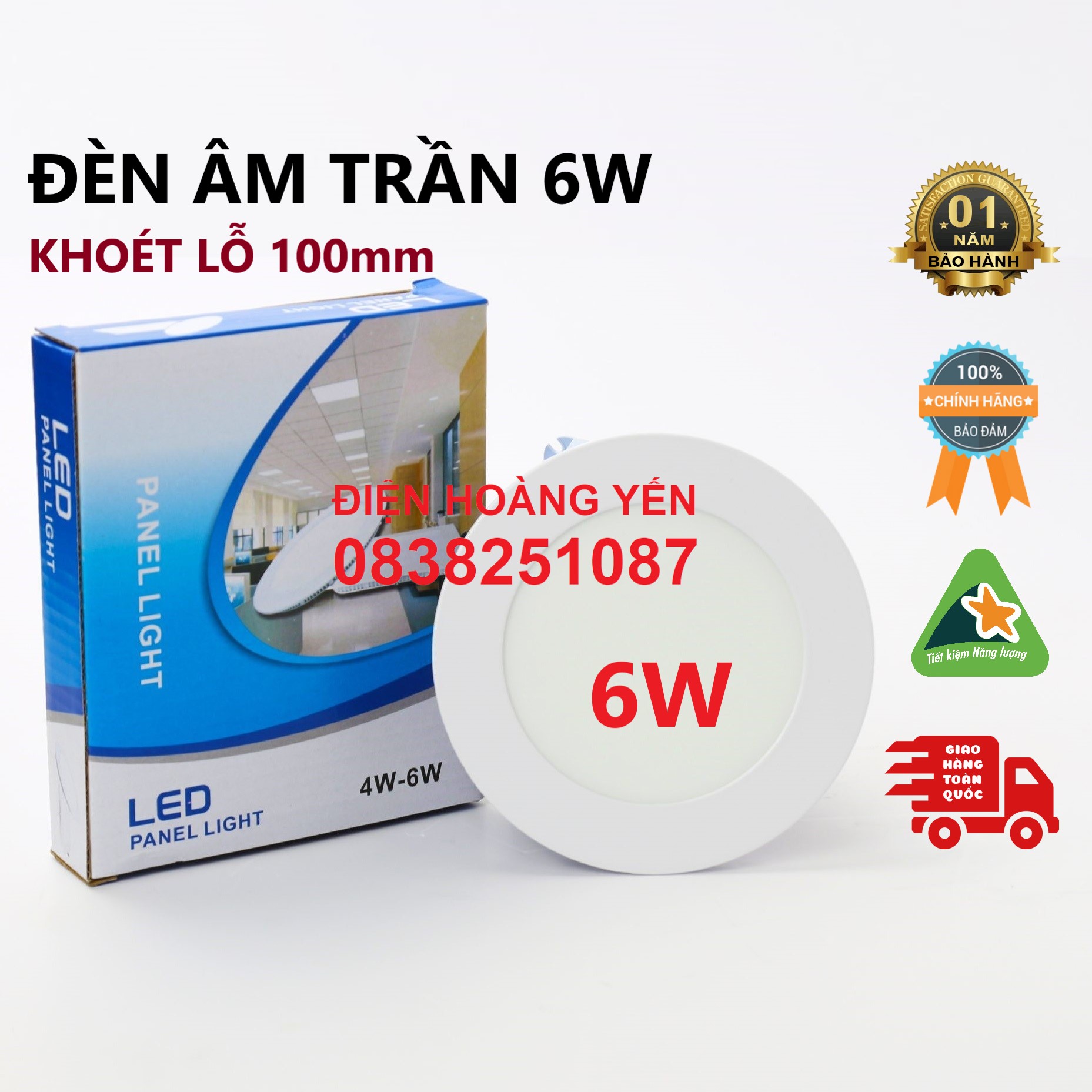 Đèn Led Âm Trần Tròn 6W 9W 12W Sáng Trắng