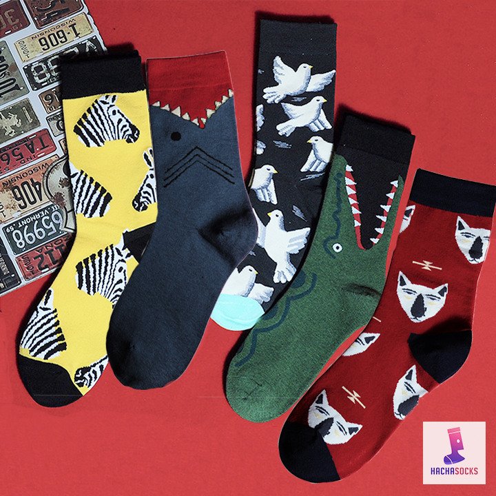 Unisex Green Crocodile Cotton Crew Socks