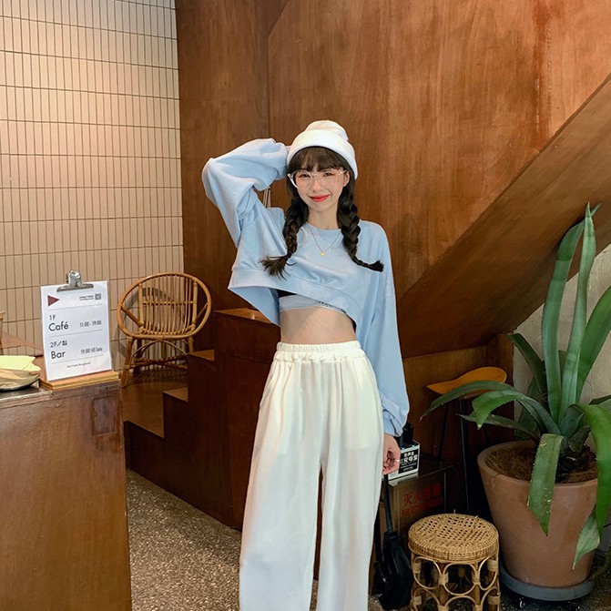 Áo thun tay dài crop vạt trước - AT2108