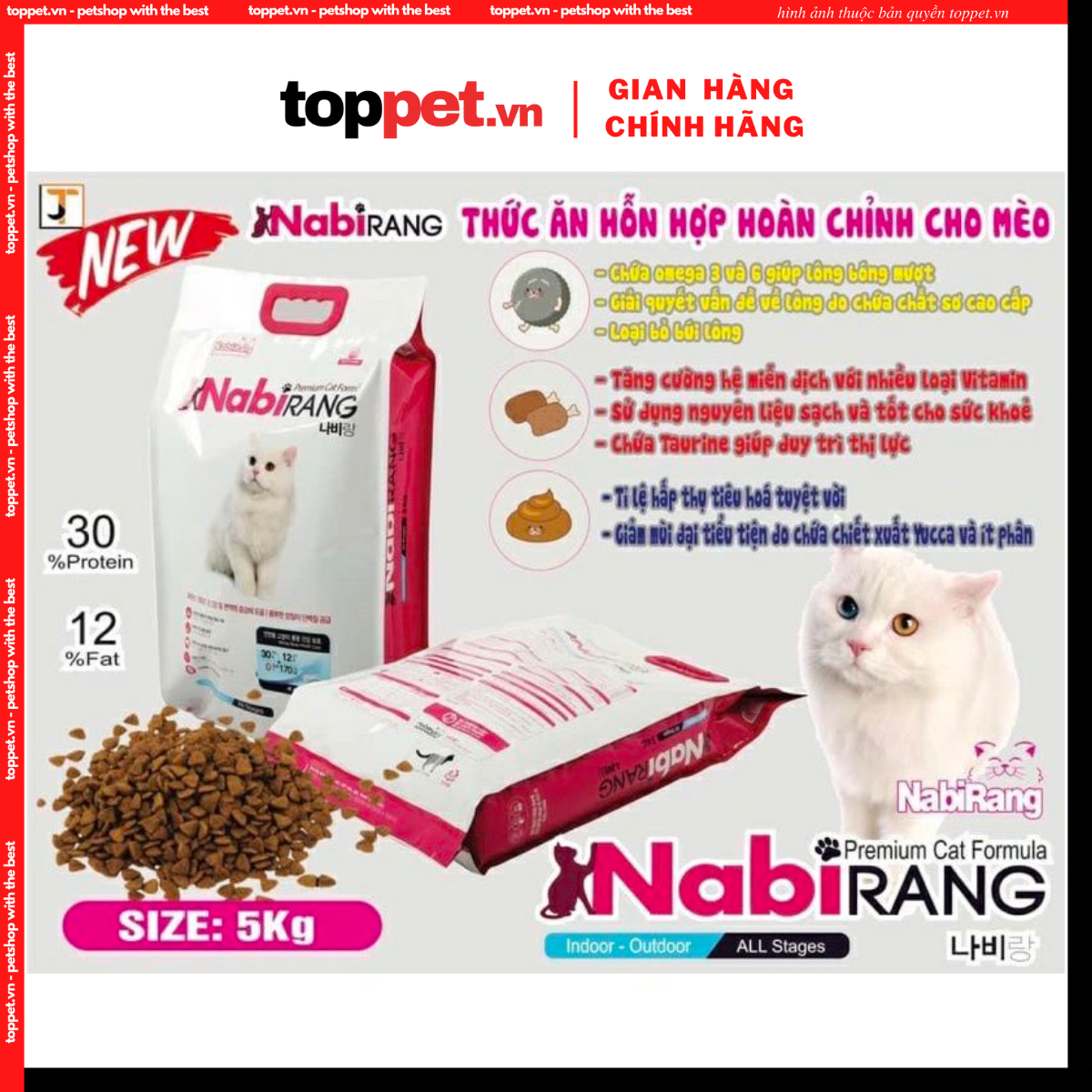 Hạt cho mèo NABIRANG. Hạt dinh dưỡng cho mèo mọi lứa tuổi.
