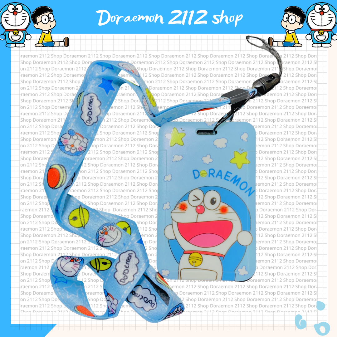 Dây đeo thẻ và thẻ tên Doraemon