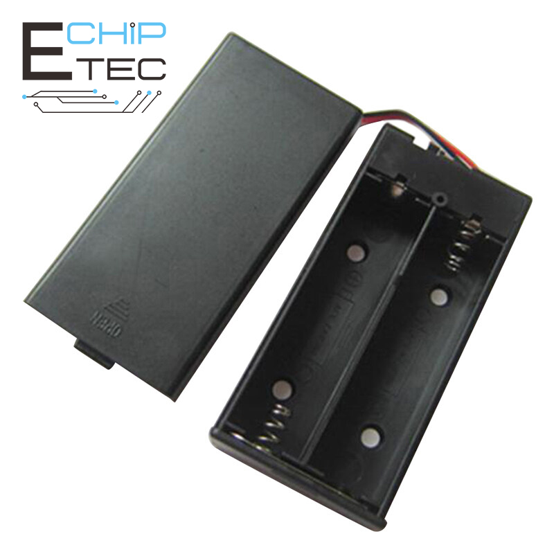3.7V 2 x 18650 Battery Holder Storage Case Box with ON/OFF Switch with Cover Cable