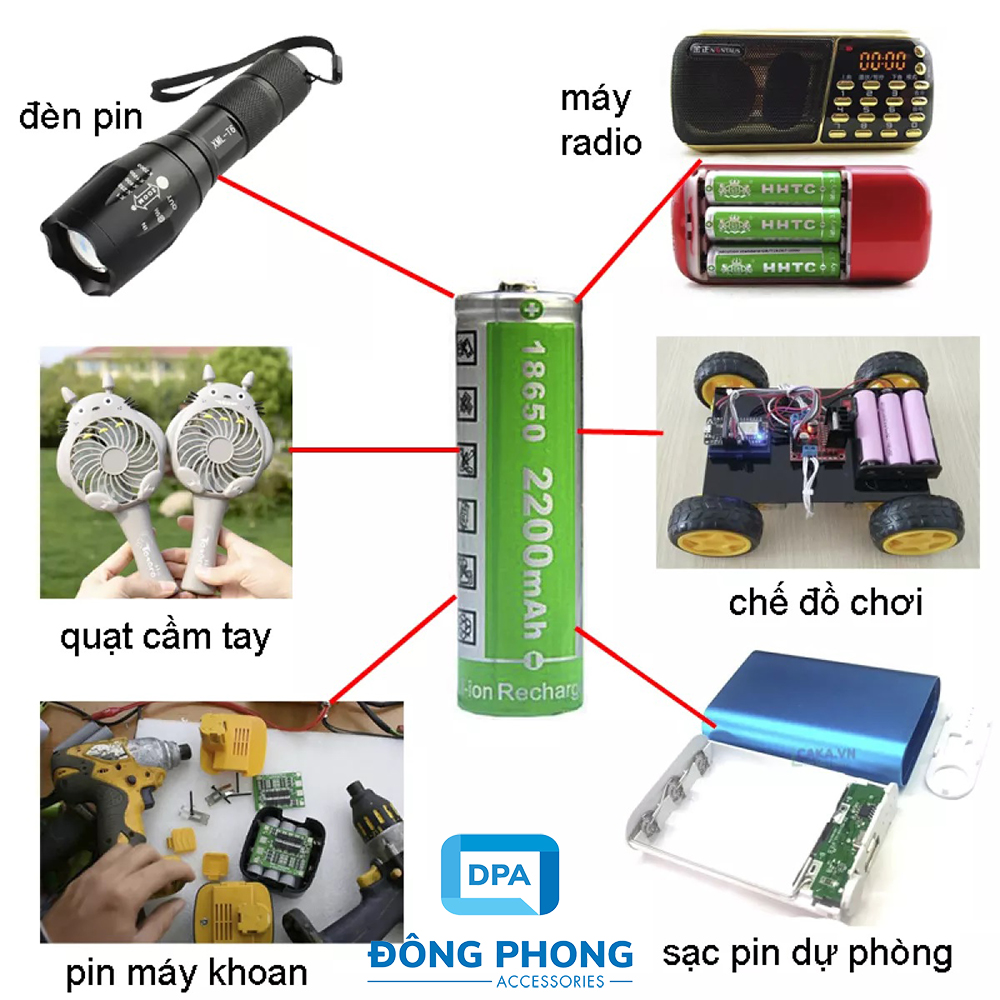 Pin Sạc Lithium-ion 18650 4.2V 2200mAh