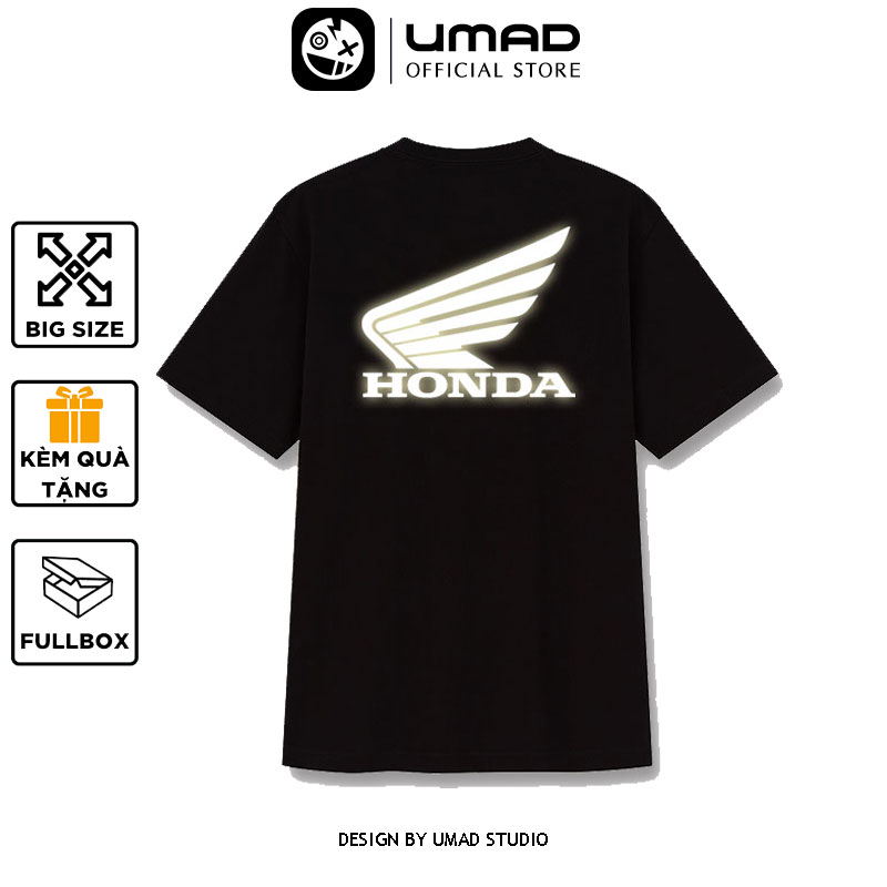 Áo thun nam UMAD racing boy Honda v.1 phản quang cổ tròn tay ngắn màu đen có size 4XL 100kg mẫu Biker xe độ, xe đua rcb đi phượt chất vải thể thao thoáng mát