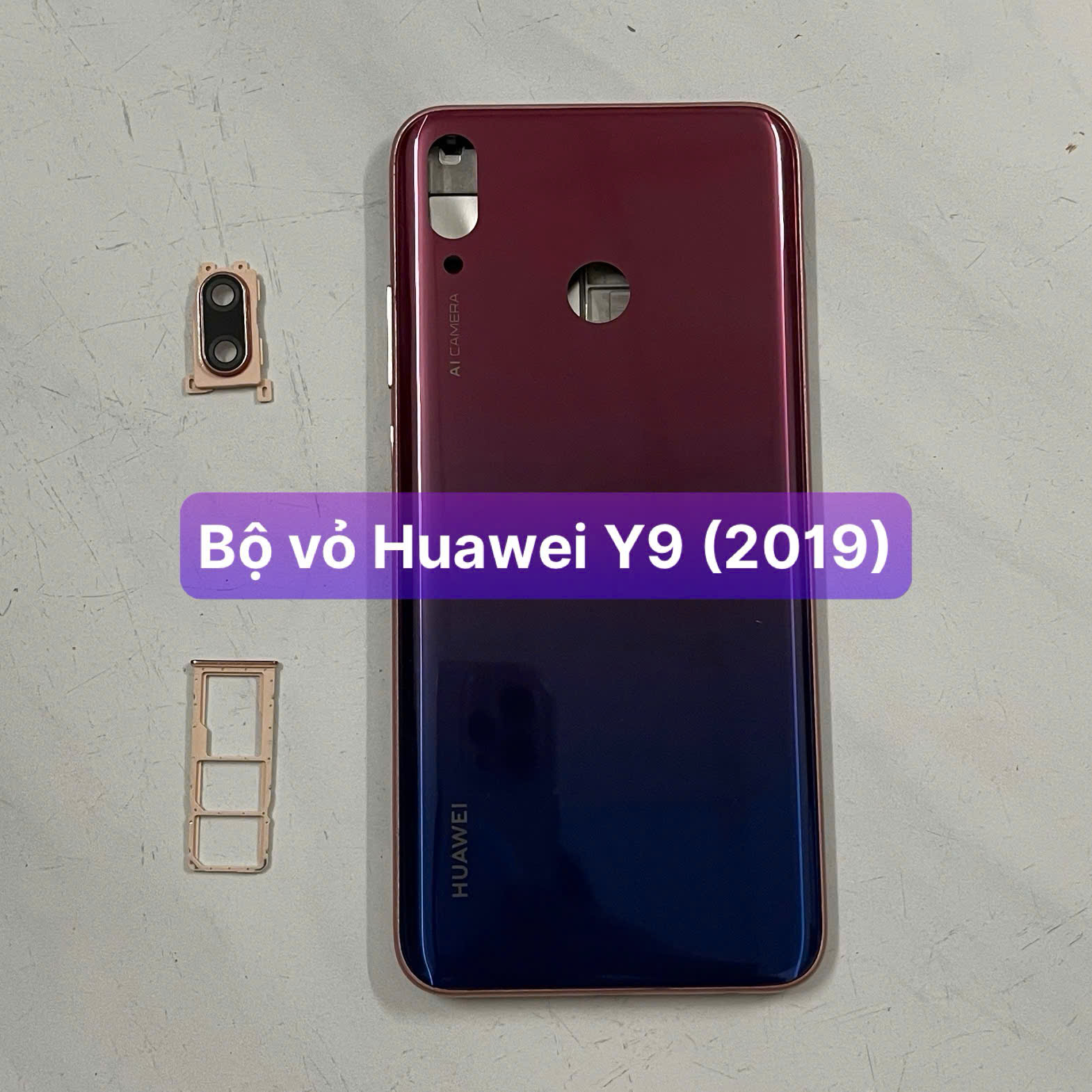 bộ vỏ xương huawei Y9 2019 kèm khay sim,phím,kính camera