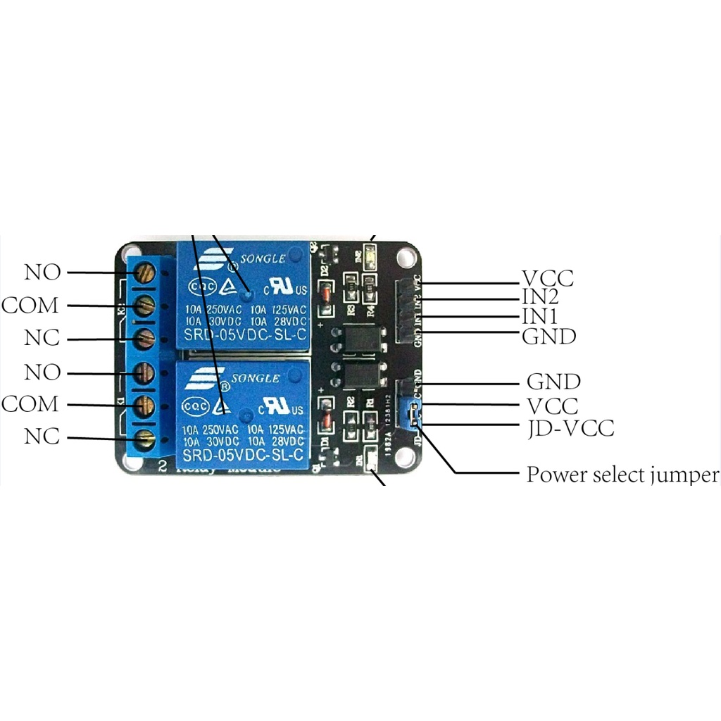 Module relay 2 kênh cách ly 12V-10A