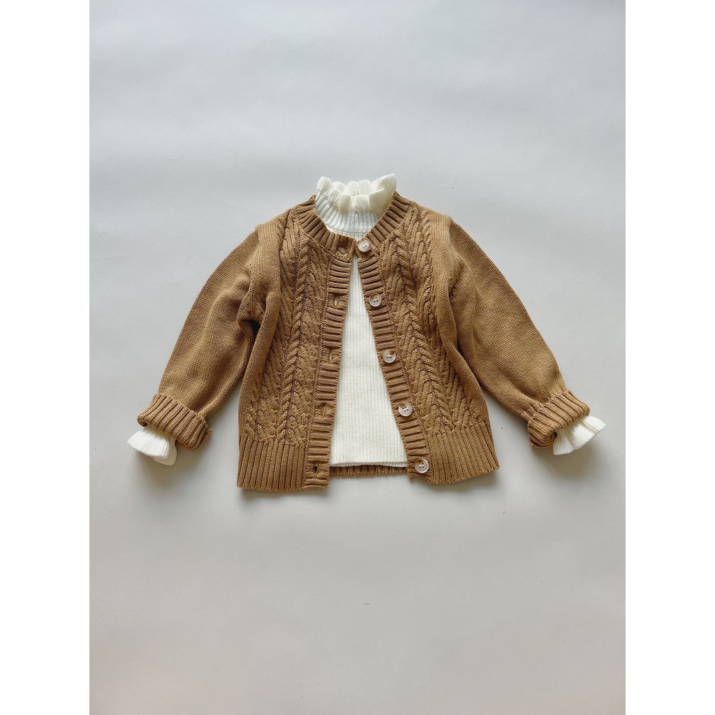 Áo Khoác Len Bé Gái Vặn Thừng Macro & Micro Cable Knitted Cardigan 22