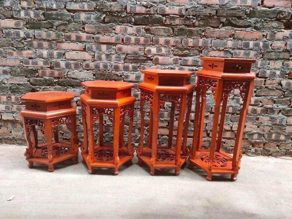 Đôn lục lăng gỗ gụ (kt mặt 32 cm, cao 60 cm)