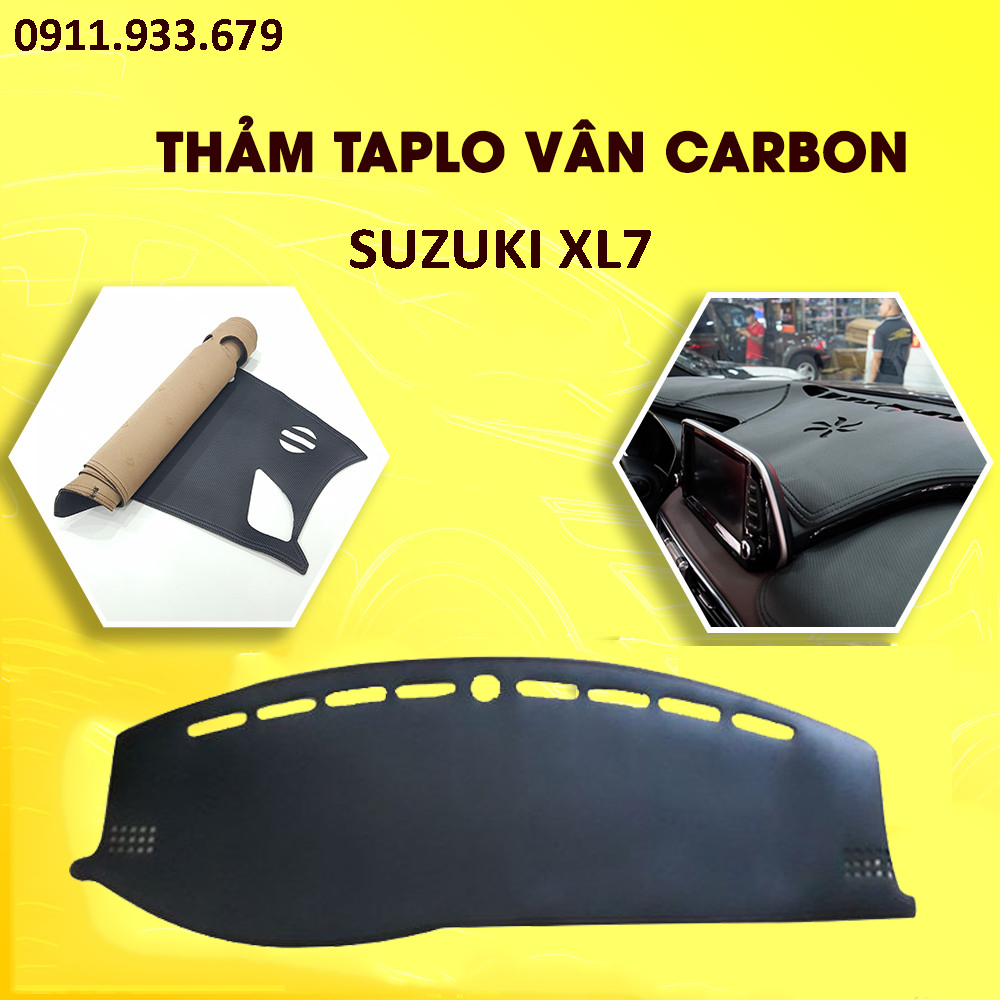 ⚡️HCM-Thảm taplo da carbon xe Suzuki XL7 2019 đến 2023 màu đen Hàng Cao Cấp Loại 1,chống nắng thẩm mỹ