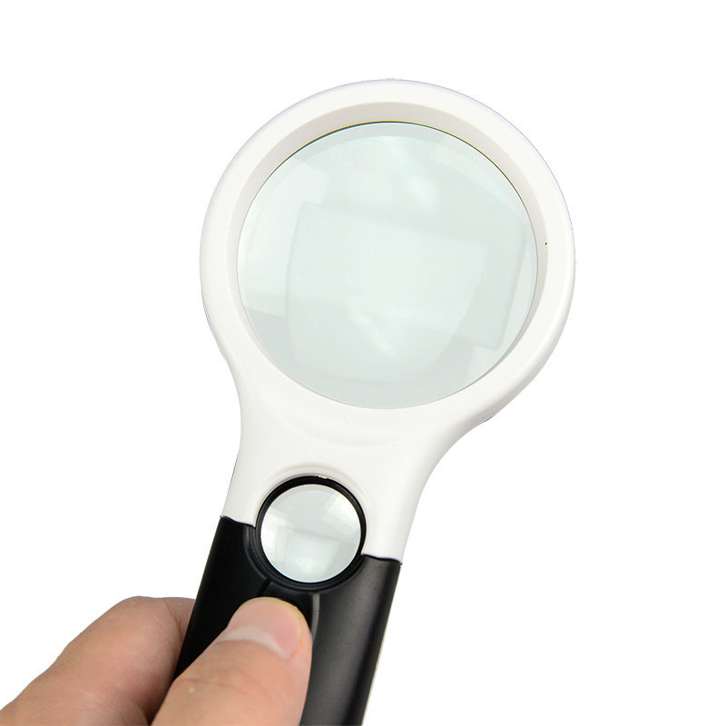 Kính lúp cầm tay Magnifier zoom x3 x45 có 3 Đèn Led