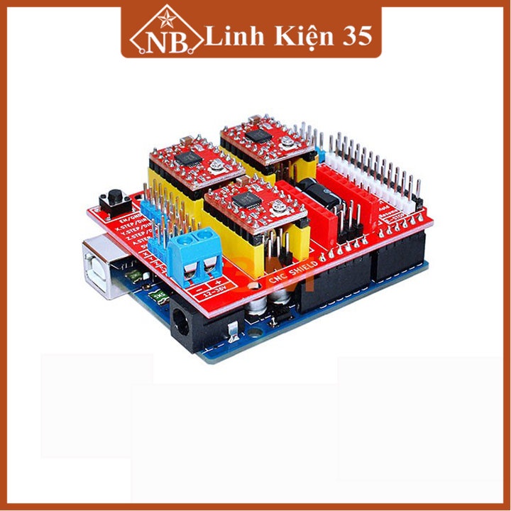 Combo Arduino Uno R3 dán + Shield Uno R3 + 4 Module A4988 V1